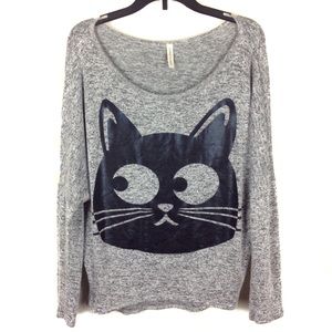 Cat Top Heathered Dolman Sleeve - Women's S